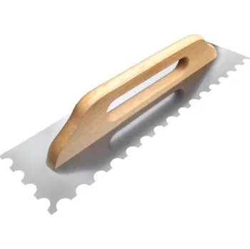 Zednické hladítko Hladítko nerez půlkulatý zub, 480 mm, dřevěná rukojeť