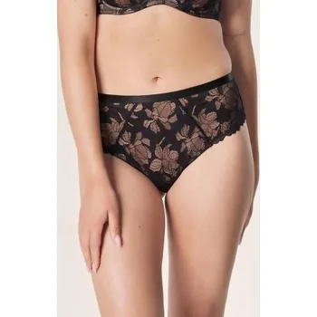 Kalhotky Brazilky mefemi Hanna - vyšší pas Černo-béžová M