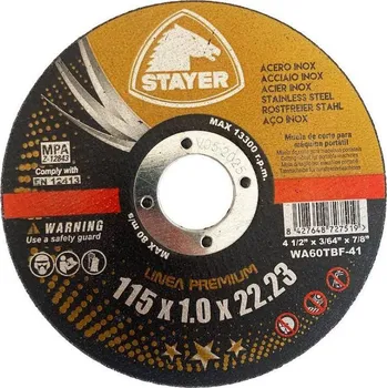 Řezný kotouč Kotouč řezný na kov PREMIUM T41, Ø 115 x 1 x 22,23 mm, STAYER