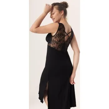 Dámská noční košile Noční košilka s rozparkem mefemi Petra - viskóza Černá S