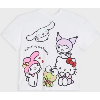 Dívčí tričko Sinsay - Bavlněná košilka s potiskem Hello Kitty - krémová - 882HE-01X - 882HE-01X-116