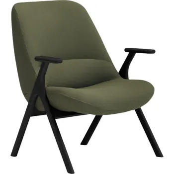 Křeslo Teulat Nízké zelené křeslo Dins s černou dřevěnou podnoží