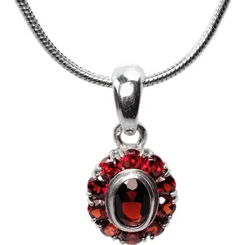 Přívěsek ANNA PERLY Stříbrný oválný přívěsek s Granátem