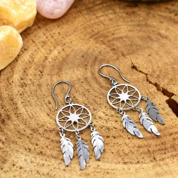 Náušnice MkD Náušnice VELKÝ LAPAČ SNŮ - chirurgická ocel 316L zapínání: afroháček