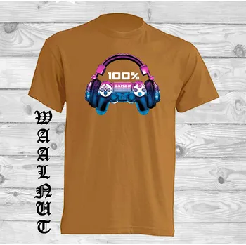 Pánské tričko levne-bavlnene-tricko-potisk-100%-hrace Barva: Walnut - oříšková, velikost: XS