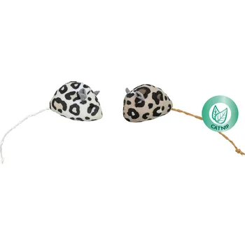 Hračka pro kočku TRIXIE Plyšová myška se šantou a leopardím motivem - 2 ks v balení