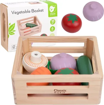 Dřevěná hračka Classic World CLASSIC WORLD Sada dřevěné zeleniny v košíku 6 el.