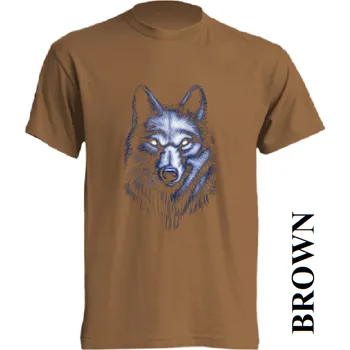 levne-bavlnene-tricko-potisk-stin-vlk Barva: Brown - hnědá, velikost: XS