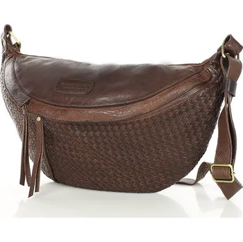 Kabelka Marco Mazzini Velká ledvinková kabelka do pasu kůže MAZZINI; čokoláda