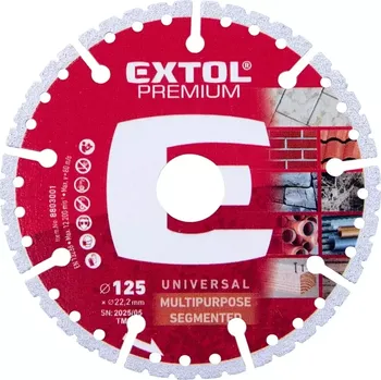 Řezný kotouč 8803001 Kotouč řezný diamantový MULTI univerzální, 125x22,2x2,2mm EXTOL PREMIUM
