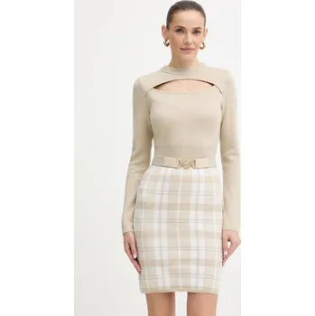 Dámské šaty Šaty z vlněné směsi Guess CORALINE béžová barva, mini, přiléhavé, W5BK44 Z3JD2 W5BK44.Z3JD2 01X, vel. L