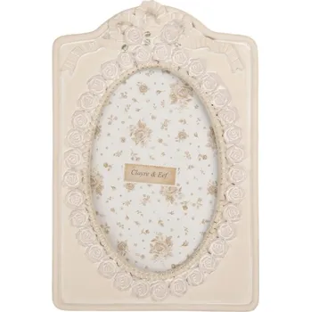 Rám na obraz Béžový fotorámeček s růžičkami Tim – 14x2x21 cm na fotografii 10x15 cm