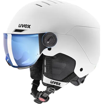 Uvex Rocket jr. Visor - white/black matt/mirror blue smoke (S2) 54-58