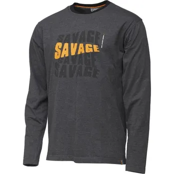 Rybářské oblečení SAVAGE GEAR Tičko Simply Savage Logo Tee Long Sleeve Dark Grey Malange - 2XL