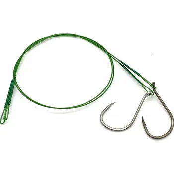 ALBASTAR Ocelové lanko 1x7 s jednoháčkem 2 ks - 20 cm (9kg, háček vel.1)