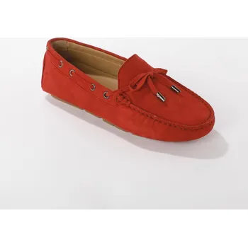 Dámské mokasíny Kožené mokasíny s ozdobnými šňůrkami červená 41