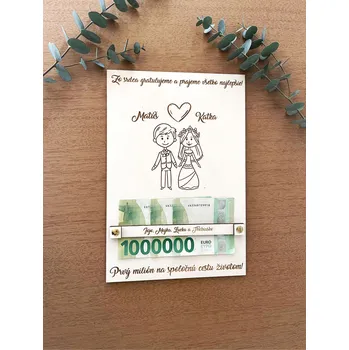Svatební dekorace Svatební dar – milionová tabulka do začátku