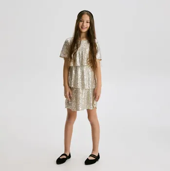 Dětská móda Reserved - Flitrové šaty - zlatý - 284FW-GLD - 284FW-GLD-134