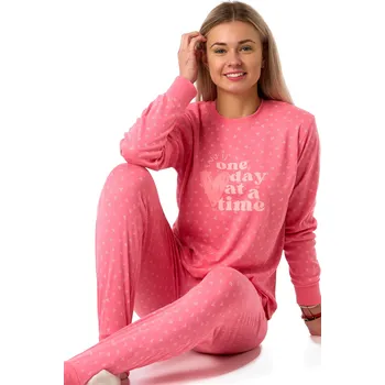 Dámské pyžamo Sladce růžové bavlněné pyžamo se srdíčky 1B2352 růžová m