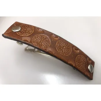 Kožená spona do vlasů zdobená větší (Kožená spona do vlasů zdobená větší)