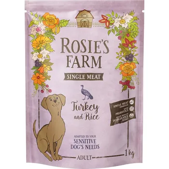 Krmivo pro psa 1kg Rosie's Farm Single Meat Adult krůtí s rýží suché krmivo pro kočky
