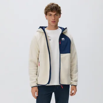 Pánská mikina Reserved - Polarová mikina s kapucí - krémová - 7490H-01X - 7490H-01X-XL