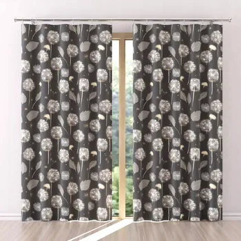 Moderní závěs tištěná látka Velur Poupata Černá 150cm metráž