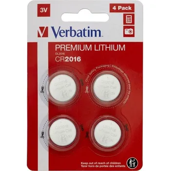Článková baterie Lithiové CR2016 3V baterie PREMIUM 4ks/pack Verbatim