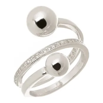 Prsten Dámský moderní stříbrný prsten s kuličkami a zirkony STRP0638F