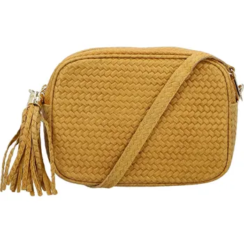 Kabelka Módní dámská kožená crossbody kabelka Kalea, žlutá
