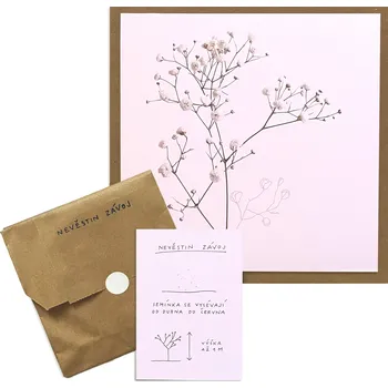 Přání se semínky kytičky nevěstin závoj