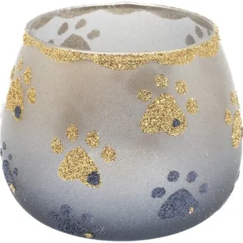 Svícen Morko Kalíšek s packami na čajovou svíčku – zlato-šedá