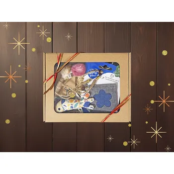 Dárkový potravinový koš Voňavý dárkový balíček pro kočičky - hračky