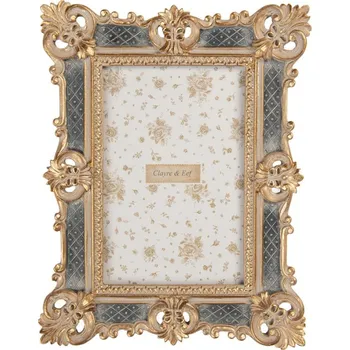 Rám na obraz Zlato-šedý fotorámeček v zámeckém stylu Wilren – 16x2x21 cm na fotografii 10x15 cm