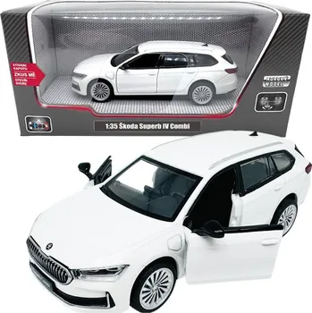 autíčko Sparkys 1:35 Škoda Superb IV Combi bílé Kovový model