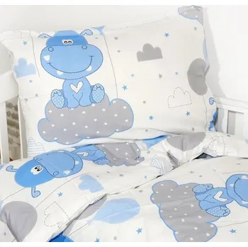 Povlak na dekorativní polštářek Bavlněný povlak na polštář - Hrošík modrý Zapínání: knoflík, Velikost polštáře: 45x65