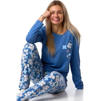 Dámské pyžamo Pyžamo pro plnoštíhlé ženy 1XL-4XL modré s květinami 1B2339 modrá 4xl