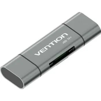 Čtečka paměťových karet Vention USB 3.0/USB-C microSD/SD šedý