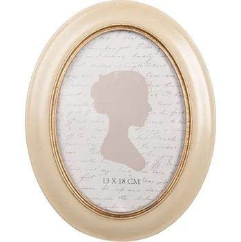 Rám na obraz Béžový fotorámeček oválný Diewertje – 18x2x23 cm na fotografii 13x18 cm