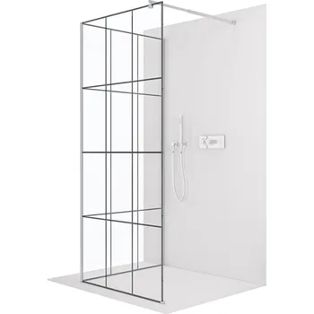 CERANO - Sprchová zástěna Walk-in Onyx Corner Round L/P - 8 mm - kulatá vzpěra - chrom, industriální sklo - 90x100x200 cm