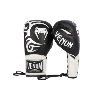Boxerské rukavice Venum Giant 2.0 Mike Tyson Pro Boxing Gloves with Laces - Deep Black/Optical White Velikost: 16oz