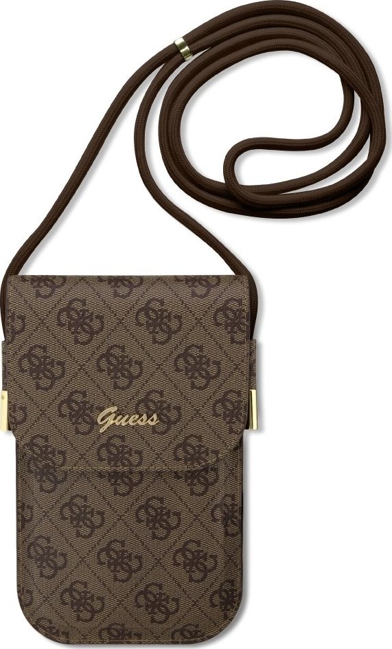 Guess Univerzální pouzdro / taška s kapsou na mobil - Guess, 4G Metal Logo Script Brown GUOWBP4SNSW