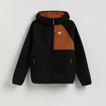 Pánská mikina Reserved - Polarová mikina s kapucí - černý - 7490H-99X - 7490H-99X-XXL