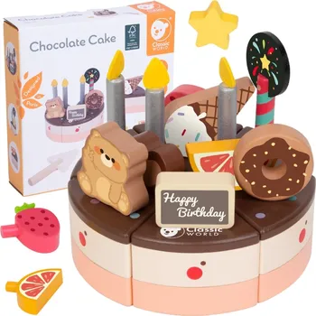 Dřevěná hračka Classic World CLASSIC WORLD Dřevěný narozeninový dort 19el.