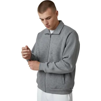 Pánská mikina Dunaone Pánská nadměrná rozepínací mikina ADOLF Barva: Světle šedá, Velikost: 4XL