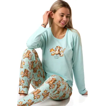 Dámské pyžamo Azurové pyžamo s lesními zvířátky pro ženy z bavny 1B2325 hnědá xl