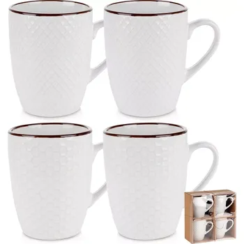 Sada bílých keramických hrnků 400 ml, 4 ks