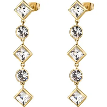 Náušnice Náušnice Brosway EMPHASIS zlaté visací s čirými krystaly