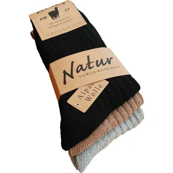 Pánské oblečení Ovčí věci Lama Alpaka pánské vlněné ponožky - sada 3 párů Barva: Vzor A, Velikost: UNI 40-47