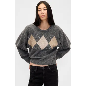 Dámský svetr GAP Crop svetr s příměsí vlny - Dámské GAP šedá | krémová 3466549